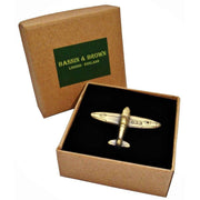 Bassin and Brown Spitfire Airplane Lapel Pin - Antique Bronze