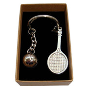 Bassin and Brown Tennis Racquet and Ball Key Ring - Silver