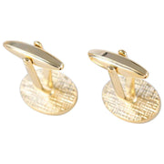 David Van Hagen Gold Plated Mother of Pearl Oval Cufflinks - White/Gold