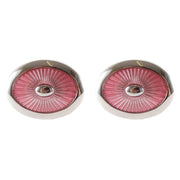 David Van Hagen Oval Enamel Cufflinks - Pink/Silver