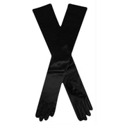 Dents Long Satin Shoulder Length Evening Gloves - Black
