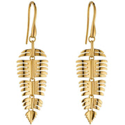 Elements Silver Drop Leaf Earrings - Gold