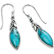 Elements Silver Turquoise Detail Hook Earrings - Silver/Blue