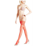 Falke Seidenglatt 15 Den Stay Up Transparent Floral Stockings - Red