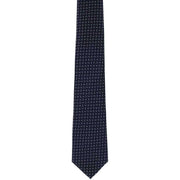 Michelsons of London Dotted Lattice Silk Tie - White/Navy