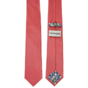 Michelsons of London Plain Tie and Contrast Floral Pocket Square Set - Coral