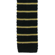 Michelsons of London Silk Knitted Striped Skinny Tie - Black/Yellow