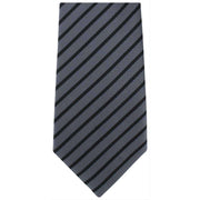 Michelsons of London Striped Extra Long Polyester Tie - Grey/Black