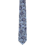 Michelsons of London Textured Rose Floral Polyester Tie and Pocket Square Set - Blue/Navy