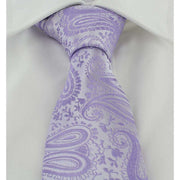 Michelsons of London Tonal Polyester Paisley Pocket Square and Tie Set - Lilac