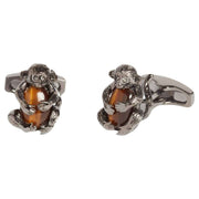 Simon Carter Darwin Cheeky Monkey Cufflinks - Brown