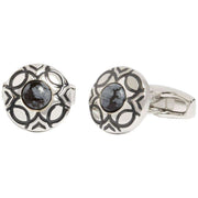 Simon Carter Marrakesh Snowflake Obsidian Cufflinks - Silver/Black