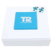 Ti2 Titanium 13mm Five Petal Stud Earrings - Kingfisher Blue