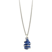 Ti2 Titanium Chaos Drop Pendant and Silver Necklace - Navy Blue
