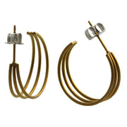 Ti2 Titanium Three Strand Hoop Earrings - Tan Beige