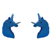 Ti2 Titanium Unicorn 9mm Stud Earrings - Dark Blue
