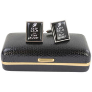 Zennor Keep Calm and Play Rugby Cufflinks - Black